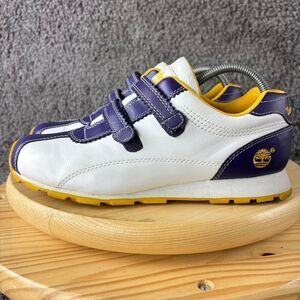 Timberland Leather Sneakers Womens 9 White Purple Gold Athletic Trainers Shoes